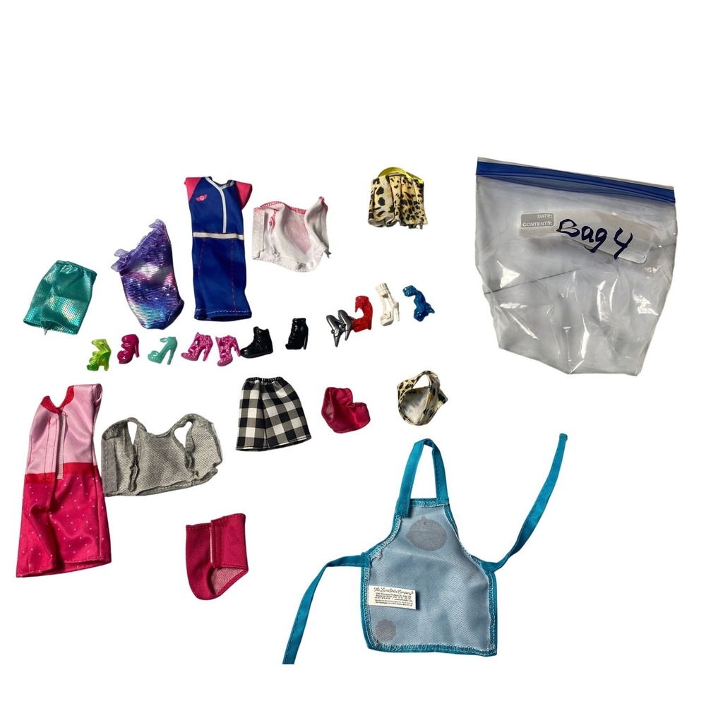 Mattel Barbie Doll Clothes Accessories Lot Shoes Dresses Skirts Apron 20+pc